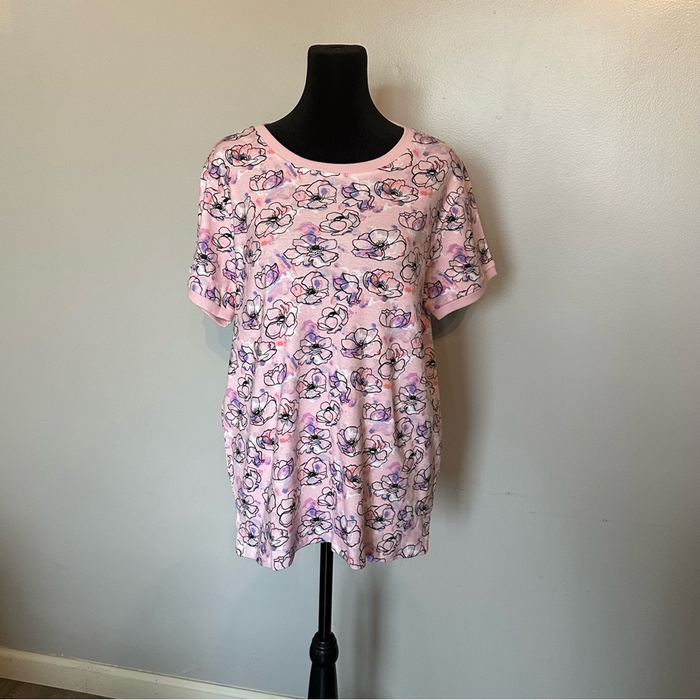 Vera Bradley Pink Floral Boxy Tee